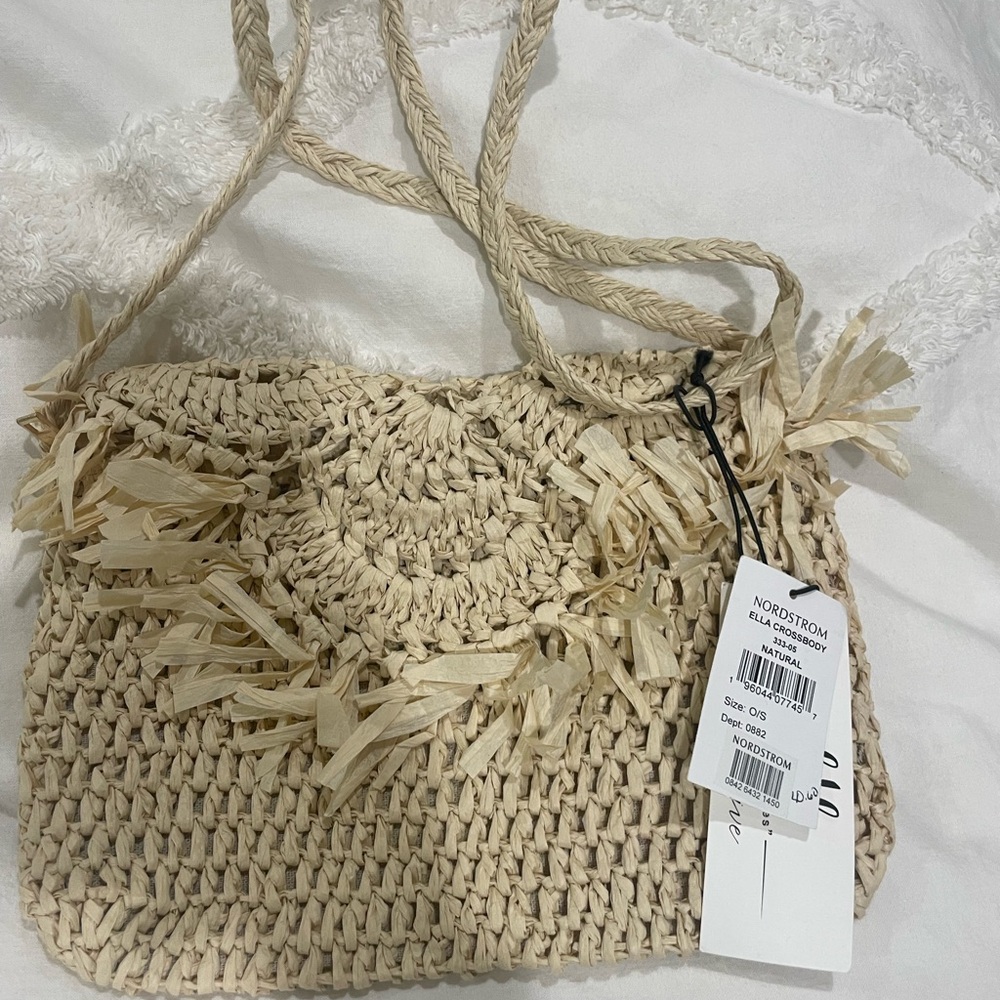 Nordstrom Cream Woven Shoulder Bag